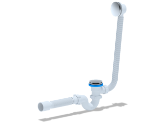 Сифон для ванны АНИ Пласт EC155G 1 1/2 дюйма 40 мм клик-клак гриб с переливом и гибкой трубой 40х50 мм