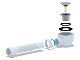 Сифон для душевого поддона АНИ Пласт E415CLG 1 1/2 дюйма 50 мм клик-клак гриб с гибкой трубой 40х50 мм