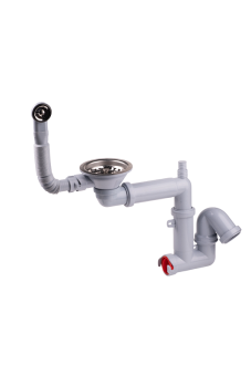 Cифон для мойки АНИ Пласт F серия F5345S 3 1/2 дюйма 40 мм смещенный с гибким переливом и отводом для стиральной машины