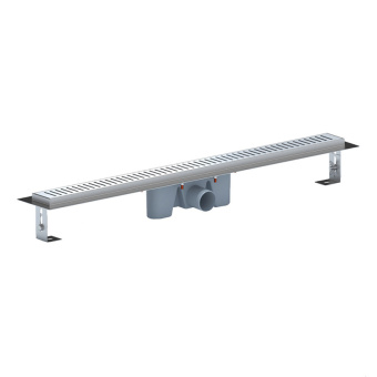 Трап линейный из нержавеющей стали АНИ Пласт TLZ2485G DN50 с комбинированным затвором глянцевой решёткой Бимс 850х65 мм