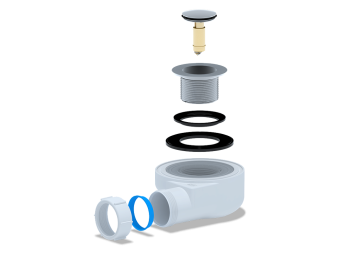 Сифон для душевого поддона АНИ Пласт E450CL 1 1/2 дюйма 50 мм высота 53 мм клик-клак