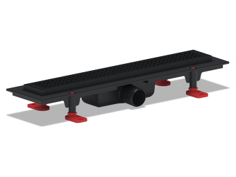 Трап линейный пластиковый АНИ Пласт TL1645B3M выпуск 40 мм, решётка Корн черная матовая 450 мм