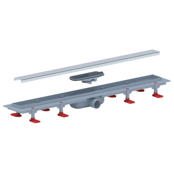 Трап линейный пластиковый АНИ Пласт TLQ1175M DN40 с сухим затвором и матовой решёткой Штиль 750х62 мм