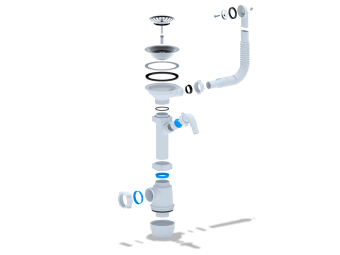 Сифон для мойки АНИ Пласт Грот A1042S 3 1/2 дюйма 40 мм с гибким переливом и отводом для стиральной машины