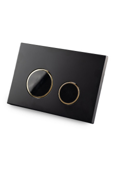 Клавиша АНИ Пласт для системы скрытой установки унитаза черная матовая, обод золото, клавиша черный глянец WP2353G