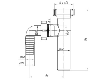 Отвод для стиральной машины АНИ Пласт M120 1 1/2 дюйма х 32 мм