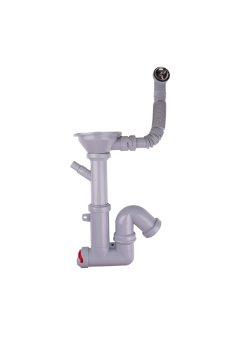 Cифон для мойки АНИ Пласт F серия F1045S 3 1/2 дюйма 40 мм с гибким переливом и отводом для стиральной машины