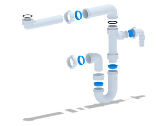 Сифон для раковины АНИ Пласт DB5320 1 1/4 дюйма 32 мм без выпуска с отводом для стиральной машины