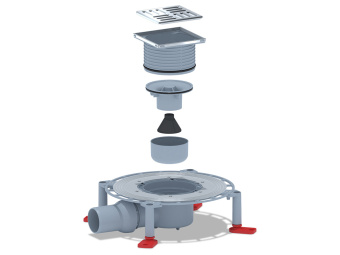 Трап для душа АНИ Пласт TVZ5602 DN50 горизонтальный регулируемый с комбинированным затвором и решёткой из нержавеющей стали 100х100 мм