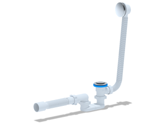 Сифон для ванны АНИ Пласт EC055S 1 1/2 дюйма 40 мм клик-клак с сеткой с переливом и гибкой трубой 40х50 мм