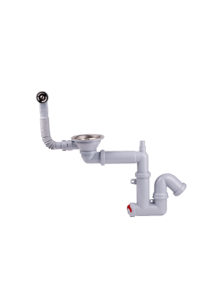 Cифон для мойки АНИ Пласт F серия F5345S 3 1/2 дюйма 40 мм смещенный с гибким переливом и отводом для стиральной машины