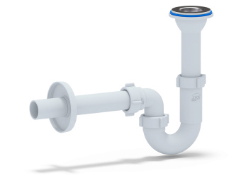 Сифон для раковины АНИ Пласт DB2003 1 1/4 дюйма 32 мм прямоточный с прямой трубой 32 мм