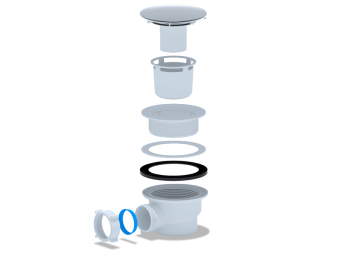 Сифон для душевого поддона АНИ Пласт E320VAL 1 1/2 дюйма 90 мм высота 65 мм вальцовка хром