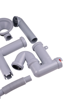 Cифон для мойки АНИ Пласт F серия F5345S 3 1/2 дюйма 40 мм смещенный с гибким переливом и отводом для стиральной машины