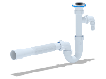Сифон для раковины АНИ Пласт DB1316 с отводом для стиральной машины и гибкой трубой 32х40/50 мм