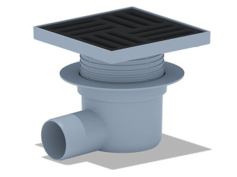 Трап горизонтальный регулируемый АНИ Пласт TA5616 выпуск 50 мм с решеткой из чугуна 150х150 мм