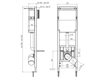 Система скрытой установки унитаза АНИ Пласт Компакт WC1310 1350х370х225 мм