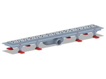 Трап линейный пластиковый АНИ Пласт TL1375M выпуск 40 мм решётка Бриз матовая нержавеющая сталь 750 мм