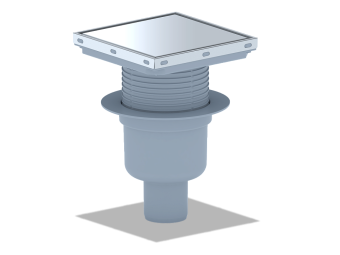 Трап для душа АНИ Пласт TQ5912 DN50 горизонтальный регулируемый с сухим затвором и решёткой из нержавеющей стали 150х150 мм под плитку