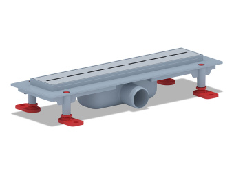 Трап линейный пластиковый АНИ Пласт TL1535M выпуск 40 мм решётка Киль матовая нержавеющая сталь 350 мм