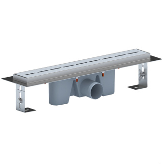 Трап линейный из нержавеющей стали АНИ Пласт TLZ2545M DN50 с комбинированным затвором и матовой решёткой Киль 450х65 мм