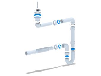 Сифон для раковины АНИ Пласт DB5015 1 1/4 дюйма 32 мм с гибкой трубой 32х32/40 мм