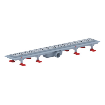 Трап линейный пластиковый АНИ Пласт TLQ1375M DN40 с сухим затвором и матовой решёткой Бриз 750х62 мм