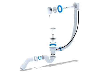 Перелив полуавтомат с прямоточным сифоном АНИ Пласт EM611 580 мм с переходной трубой 45 градусов 40х50 мм