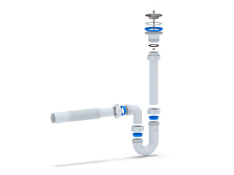 Сифон для раковины АНИ Пласт DB1010 1 1/4 дюйма 32 мм прямоточный с гибкой трубой 32х40 мм