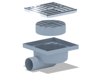 Трап для душа АНИ Пласт TQ5112 DN50 горизонтальный нерегулируемый с сухим затвором и решёткой из нержавеющей стали 150х150 мм
