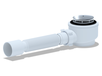 Сифон для душевого поддона АНИ Пласт E415C 1 1/2 дюйма 50 мм с гибкой трубой 40х50 мм