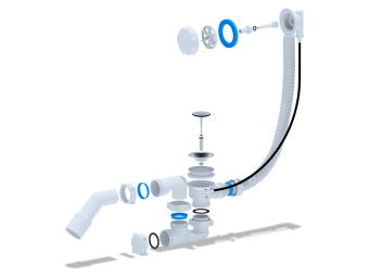 Перелив полуавтомат с регулируемым сифоном АНИ Пласт EM521 580 мм с переходной трубой 45 градусов 40х50 мм