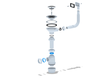 Сифон для мойки АНИ Пласт Грот A0145S 3 1/2 дюйма 40 мм с гибким переливом