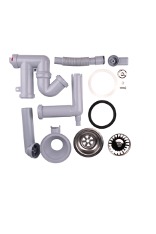 Cифон для мойки АНИ Пласт F серия F5345S 3 1/2 дюйма 40 мм смещенный с гибким переливом и отводом для стиральной машины