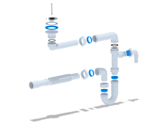 Сифон для раковины АНИ Пласт DB5315 1 1/4 дюйма 32 мм с отводом для стиральной машины с гибкой трубой 32х32/40 мм