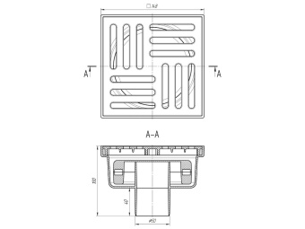 Трап для душа АНИ Пласт TQ5210 DN50 вертикальный нерегулируемый с сухим затвором и решёткой из пластика 150х150 мм