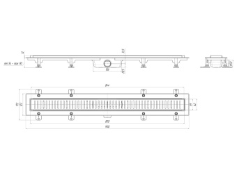 Трап линейный пластиковый АНИ Пласт TL1485M выпуск 40 мм решётка Бимс матовая нержавеющая сталь 850 мм