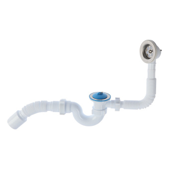 Сифон для ванны АНИ Пласт Варяг C6155 1 1/2 дюйма 40 мм регулируемый с гибкой трубой 40х50 мм