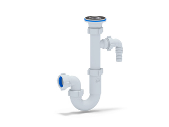 Сифон для раковины АНИ Пласт DB1300 1 1/4 дюйма 32 мм прямоточный с отводом для стиральной машины