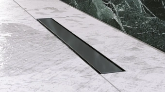 Трап линейный пластиковый АНИ Пласт TL1055 выпуск 40 мм решётка МОЛ под плитку 550 мм