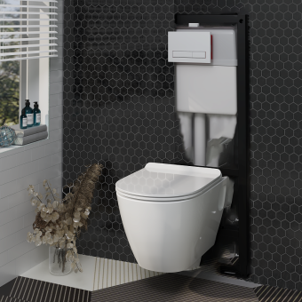 Набор инсталляции 50 см АНИ Пласт WN5 G1400G Art с безободковым унитазом, с сиденьем микролифт, белый глянец клавишей WPG1400G