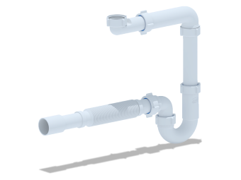 Сифон для раковины АНИ Пласт DB5025 1 1/4 дюйма 32 мм без выпуска с гибкой трубой 32х32/40 мм