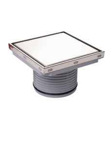 Трап для душа АНИ Пласт THQ5612 DN50 горизонтальный регулируемый с сухим затвором и решёткой из нержавеющей стали 150х150 мм