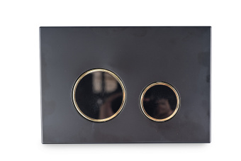 Клавиша АНИ Пласт для системы скрытой установки унитаза черная матовая, обод золото, клавиша черный глянец WP2353G