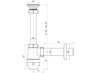 Сифон для раковины АНИ Пласт C1004 1 1/4 дюйма 40 мм с прямой трубой 40 мм