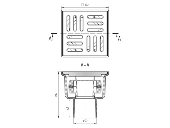 Трап для душа АНИ Пласт TQ5204 DN50 вертикальный нерегулируемый с сухим затвором и решёткой из пластика 100х100 мм