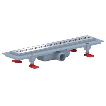 Трап линейный пластиковый АНИ Пласт TLQ1245G DN40 с сухим затвором и глянцевой решёткой Риф 450х62 мм