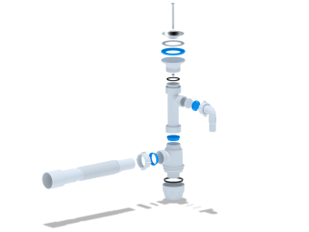 Cифон для раковины АНИ Пласт Юнг BM1316 1 1/4 дюйма 32 мм с отводом для стиральной машины и гибкой трубой 32х40/50 мм