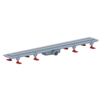 Трап линейный пластиковый АНИ Пласт TLQ1285M DN40 с сухим затвором и матовой решёткой Риф 850х62 мм