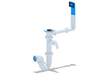 Сифон для мойки АНИ Пласт D1040 1 1/2 дюйма 40 мм прямоточный с переливом и отводом для стиральной машины